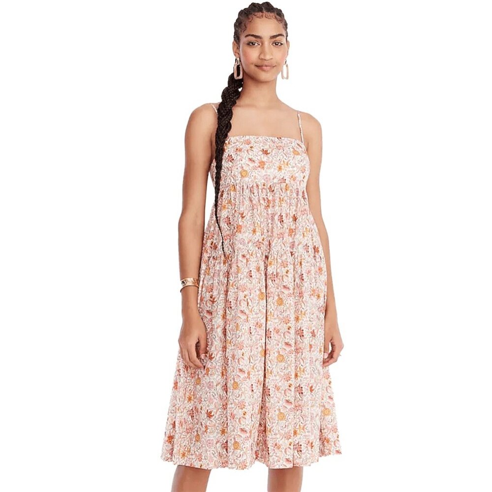 J. Crew Liberty Fabrics Tiered Cotton Dress in Garden of Life Size 6